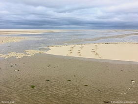 Bei Springflut ist der Süderoogsand teilweise überflutet.